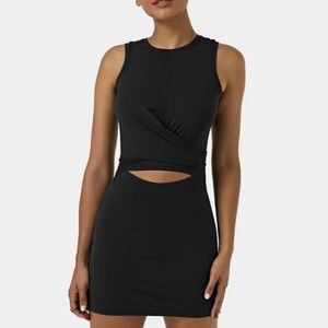 Halara Black Sleeveless Tie Front Mini Dress